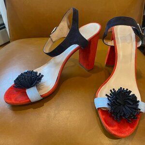 J.Crew pompom mulitcolored heels